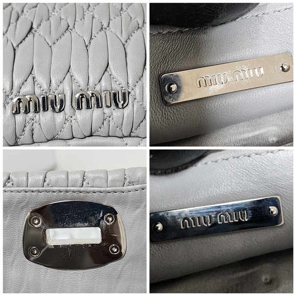 Miu Miu Matelasse Crystal Embellished Shoulder Bag Ash - Picture 8 of 16